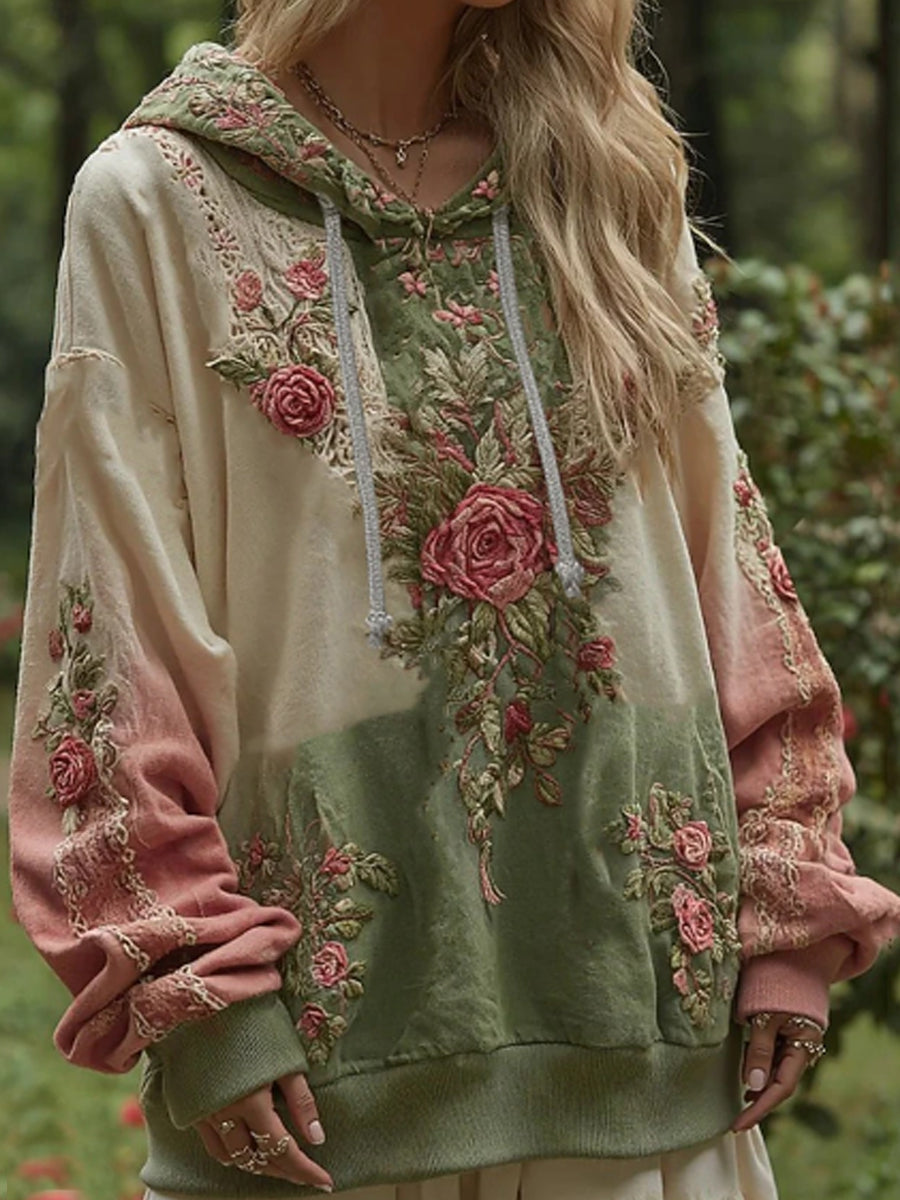 Women's Breast Cancer Awareness Floral Gradient Hoodie