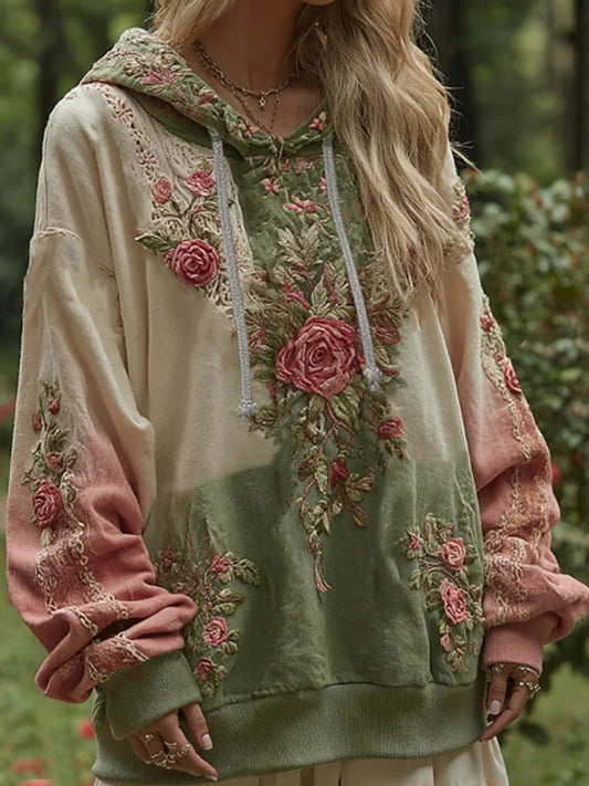 Women's Breast Cancer Awareness Floral Gradient Hoodie