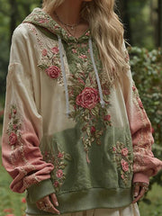 Women's Breast Cancer Awareness Floral Gradient Hoodie