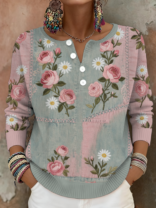 Women's Breast Cancer Awareness Floral Art Printed Tops