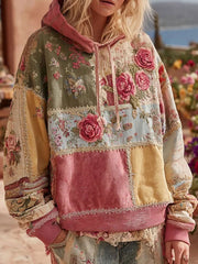 Women's Pink Floral Print Hoodie