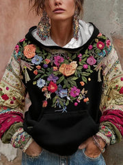 Women's Breast Cancer Awareness Floral Art Hooded Sweatshirt