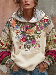 Women's Breast Cancer Awareness Floral Art Hooded Sweatshirt