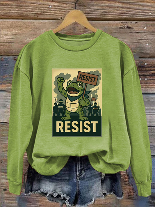 Women's Resist Frog Print Casual Sweatshirt