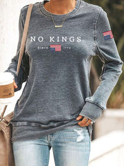 Women's No Kings Printed Casual Sweatshirt