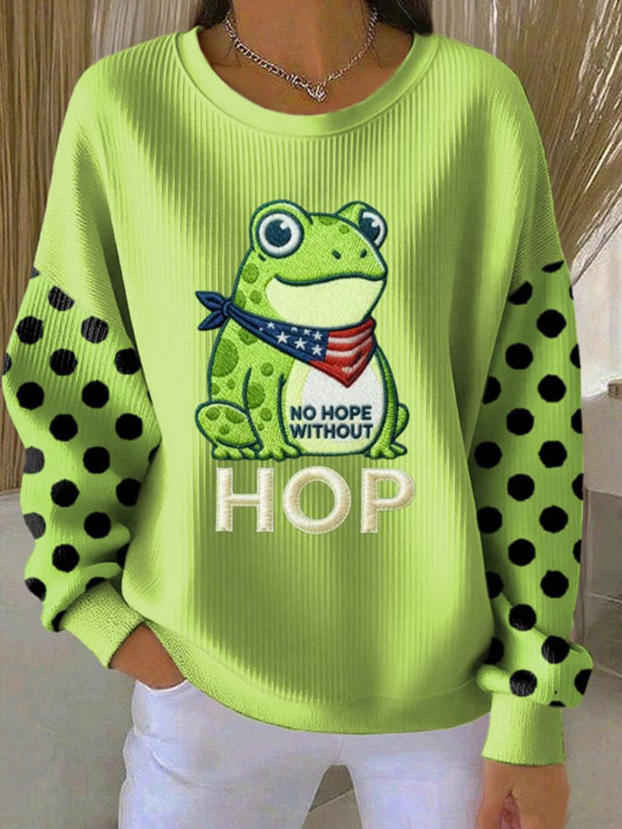 Women's Frog Resist Ribbed Round-Neck Sweatshirt