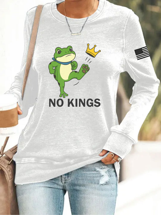 Women's No Kings Resist Frog Print Sweatshirt