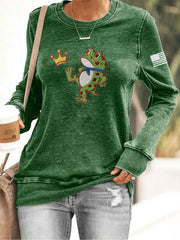 Women's No Kings Resist Frog Print Sweatshirt