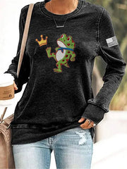 Women's No Kings Resist Frog Print Sweatshirt