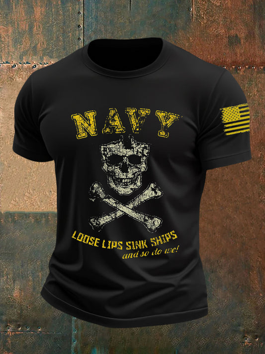 Men's Navy Birthday Short-sleeved T-shirt