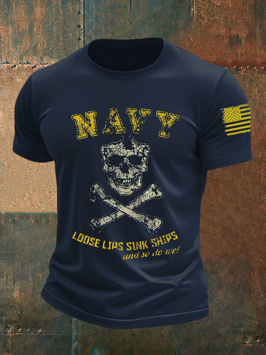 Men's Navy Birthday Short-sleeved T-shirt