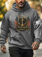 Men's Navy Printed Hoodie