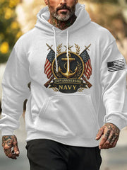 Men's Navy Printed Hoodie