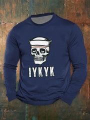 Men's Funny Navy long sleeve round neck T-shirt