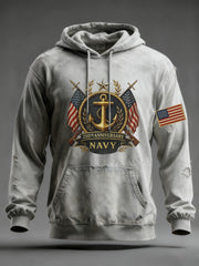 Men's Navy Printed Hoodie