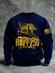 Men's Navy 250th Anniversary Printed Crew Neck Sweatshirt