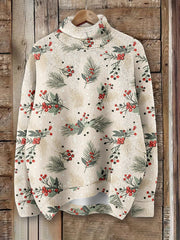 Women's Christmas Art Print Knit Turtleneck Pullover Sweater