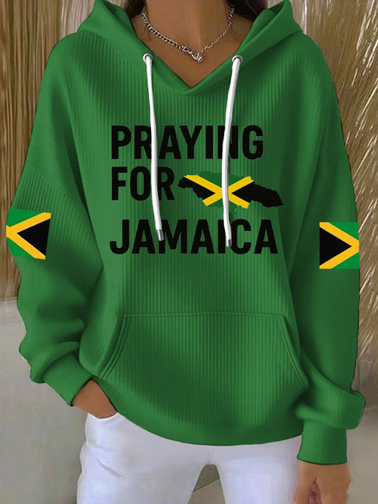 Women's Hurricane Melissa Pray For Jamaica Print Hoodie