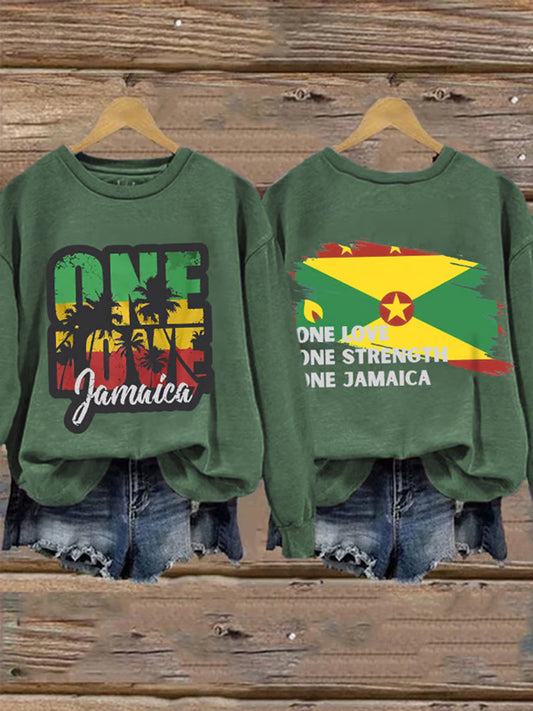 Women's One Love One Strength One Jamaica Print Sweatshirt