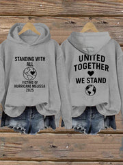 Women's Standing With All Victims Of Hurricane Melissa United Together We Stand Hoodie