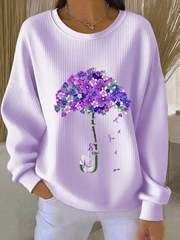 Women's purple floral casual sweatshirt