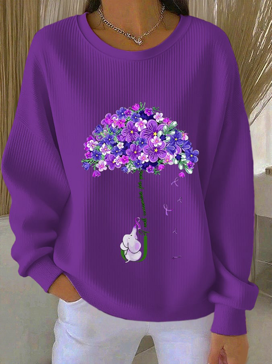 Women's purple floral casual sweatshirt