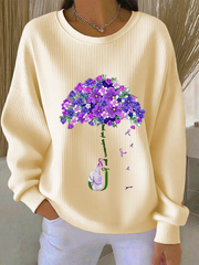 Women's purple floral casual sweatshirt