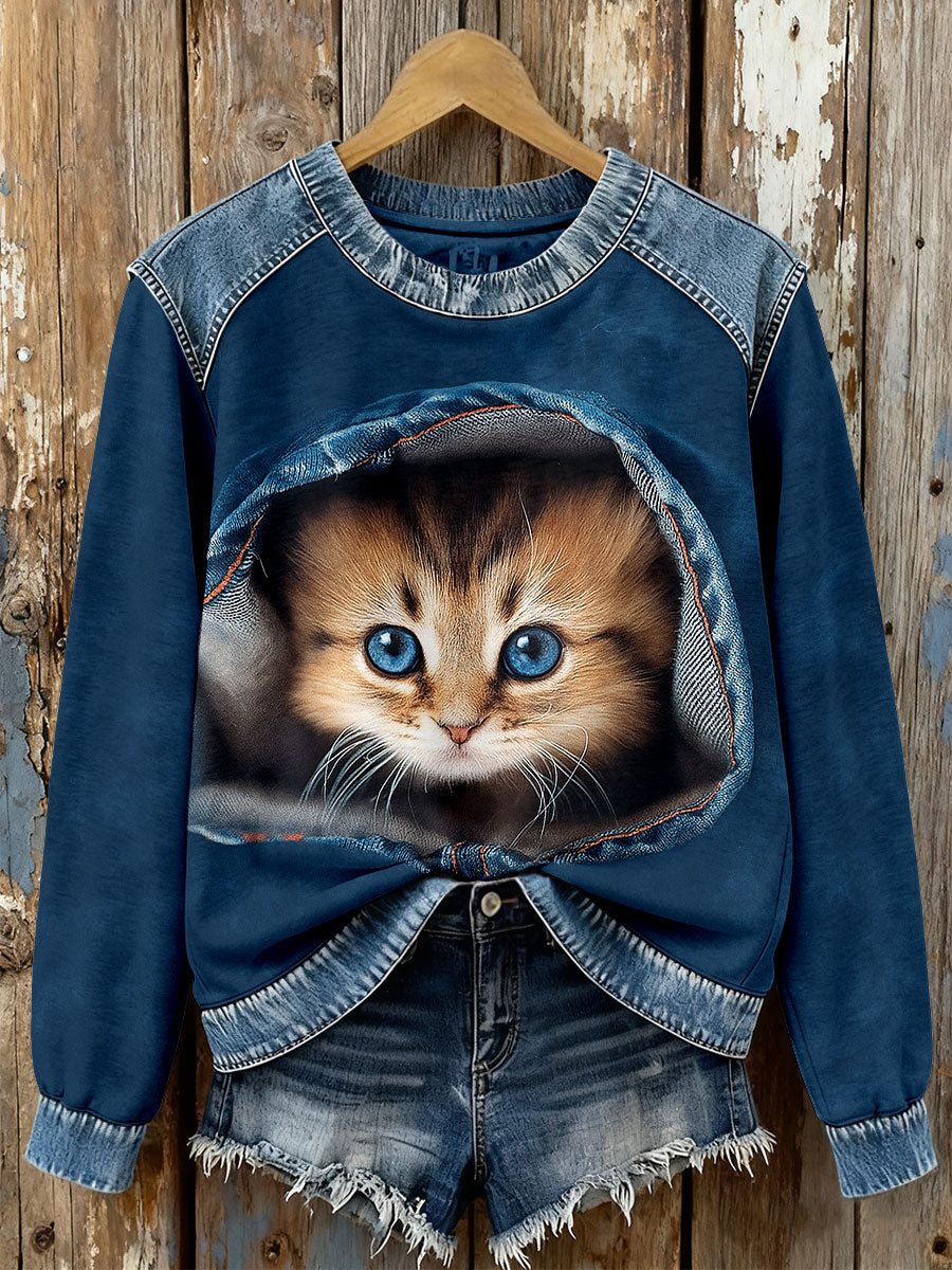 Women's Cat Print Sweatshirts