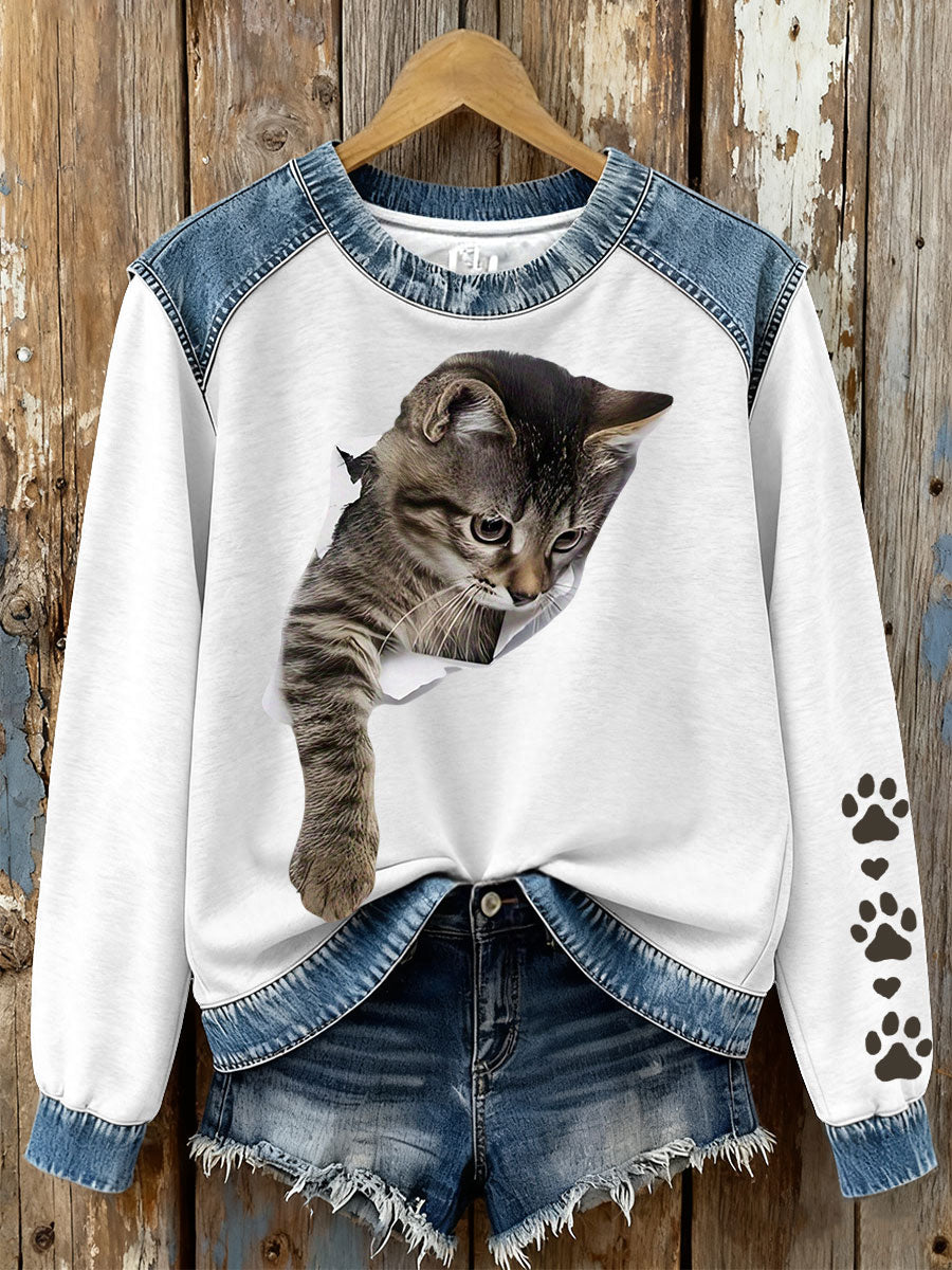 Women's Cat Print Sweatshirts