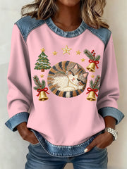 Women's Christmas Pattern Patchwork Art Sweatshirt