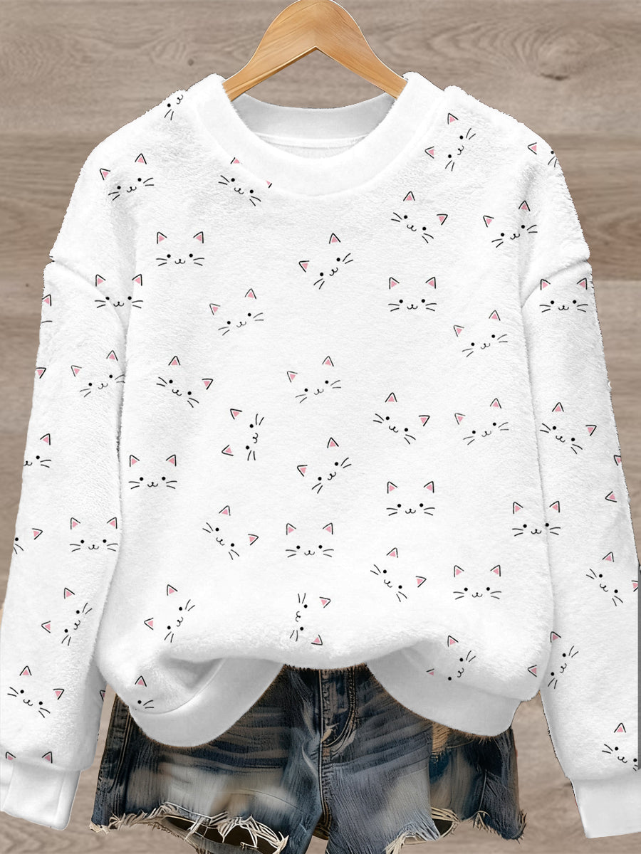 Women's Cute Animal Art Print Casual Flannel Sweater