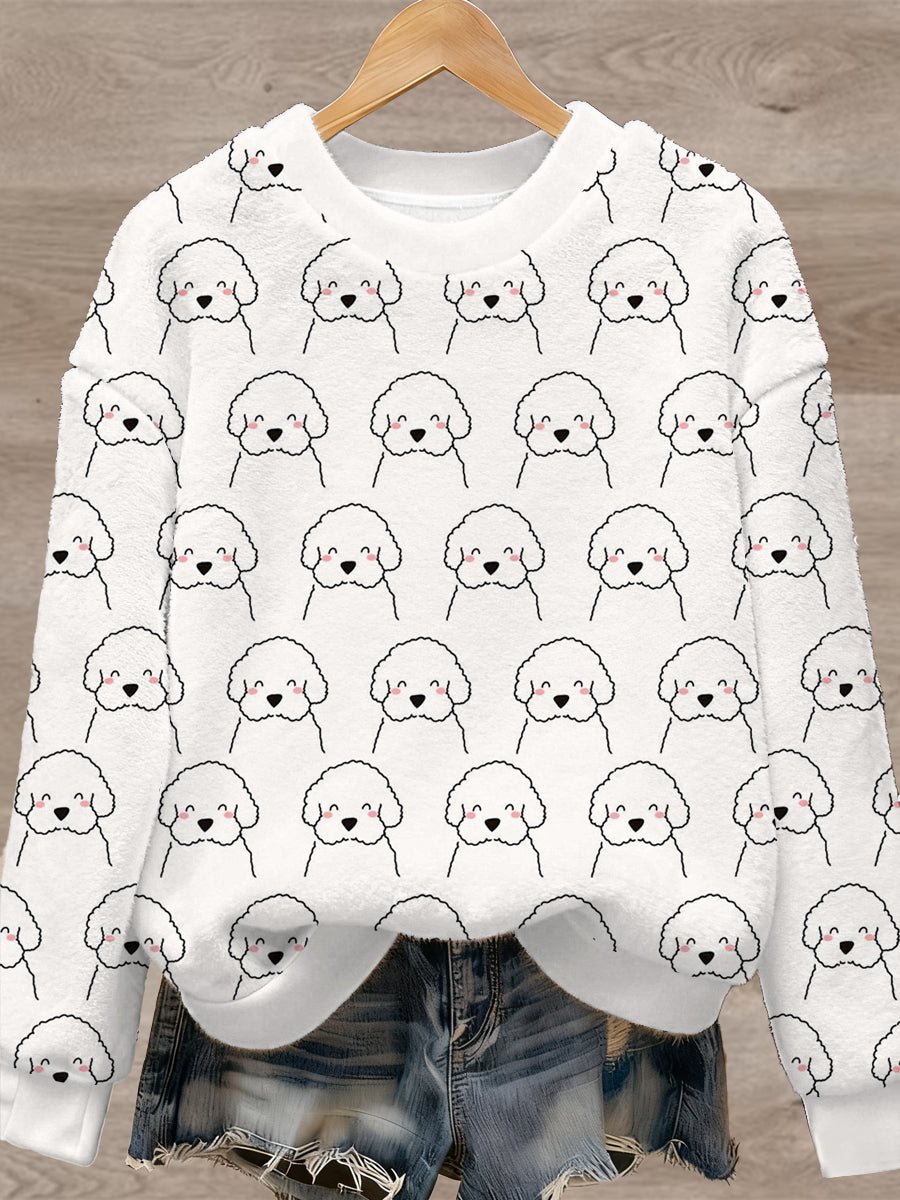 Women's Cute Animal Art Print Casual Flannel Sweater