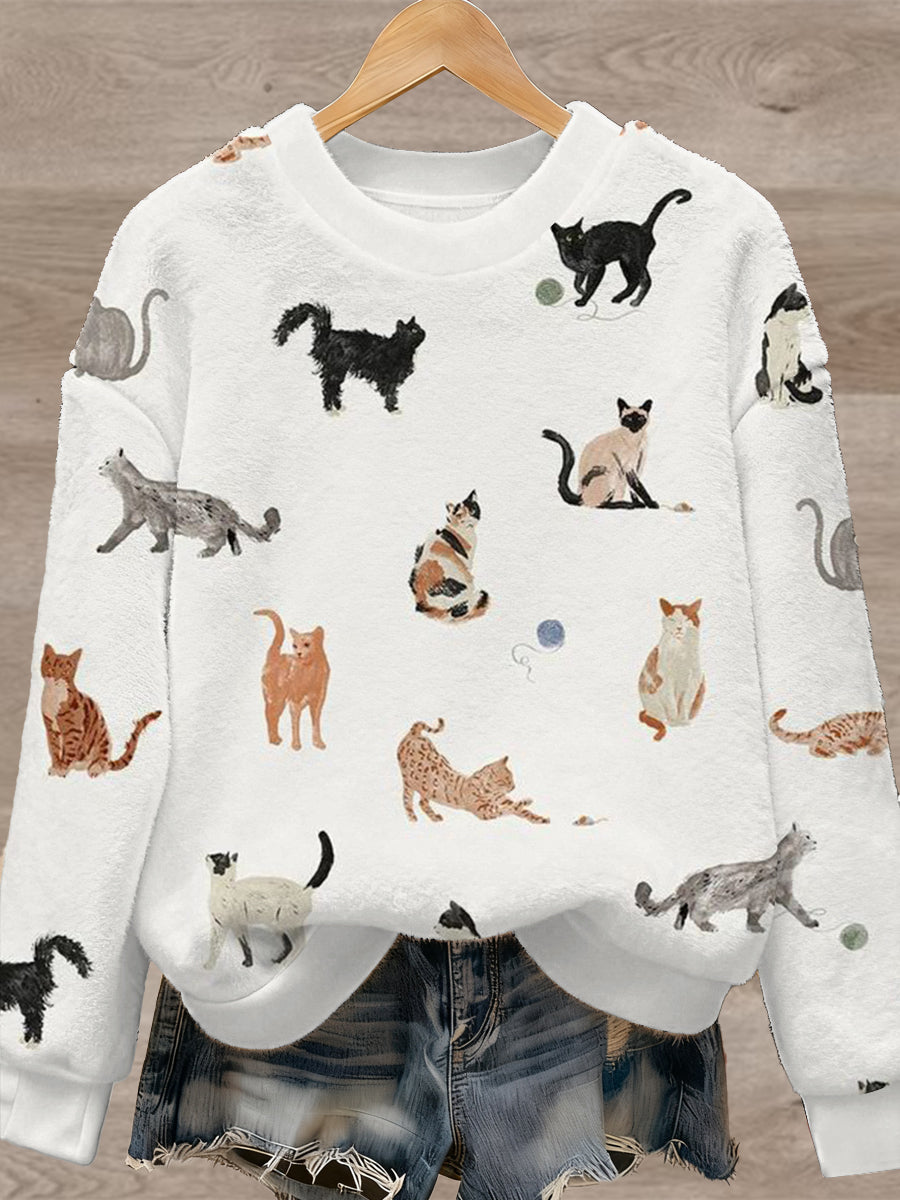 Women's Cute Animal Art Print Casual Flannel Sweater