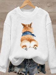 Women's Cute Animal Art Print Casual Flannel Sweater