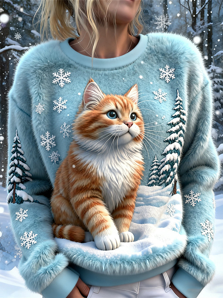 Women's Flannel Cat Sweatshirts