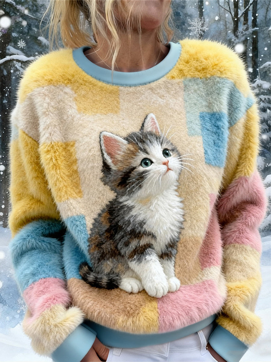 Women's Flannel Cat Sweatshirts