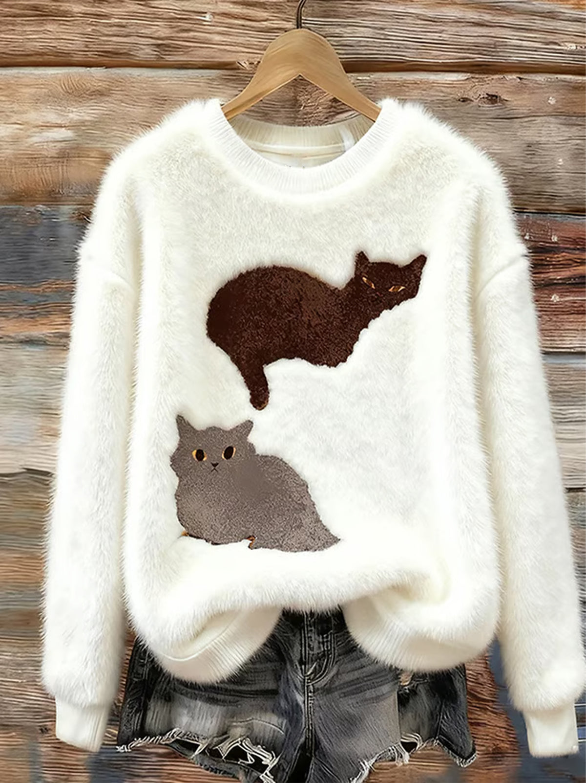 Women's Cute Animal Art Print Casual Flannel Sweater