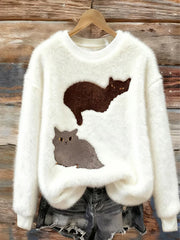 Women's Cute Animal Art Print Casual Flannel Sweater