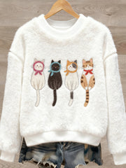 Women's Cute Animal Art Print Casual Flannel Sweater