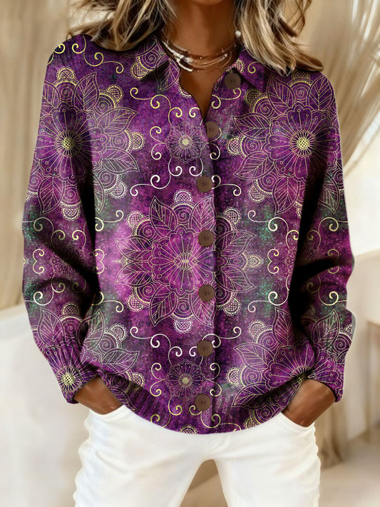 Women's Alzheimer's Awareness Art Purple Floral Printed Tops