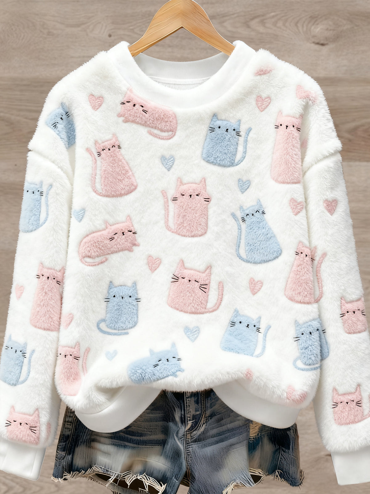 Women's Cute Animal Art Print Casual Flannel Sweater