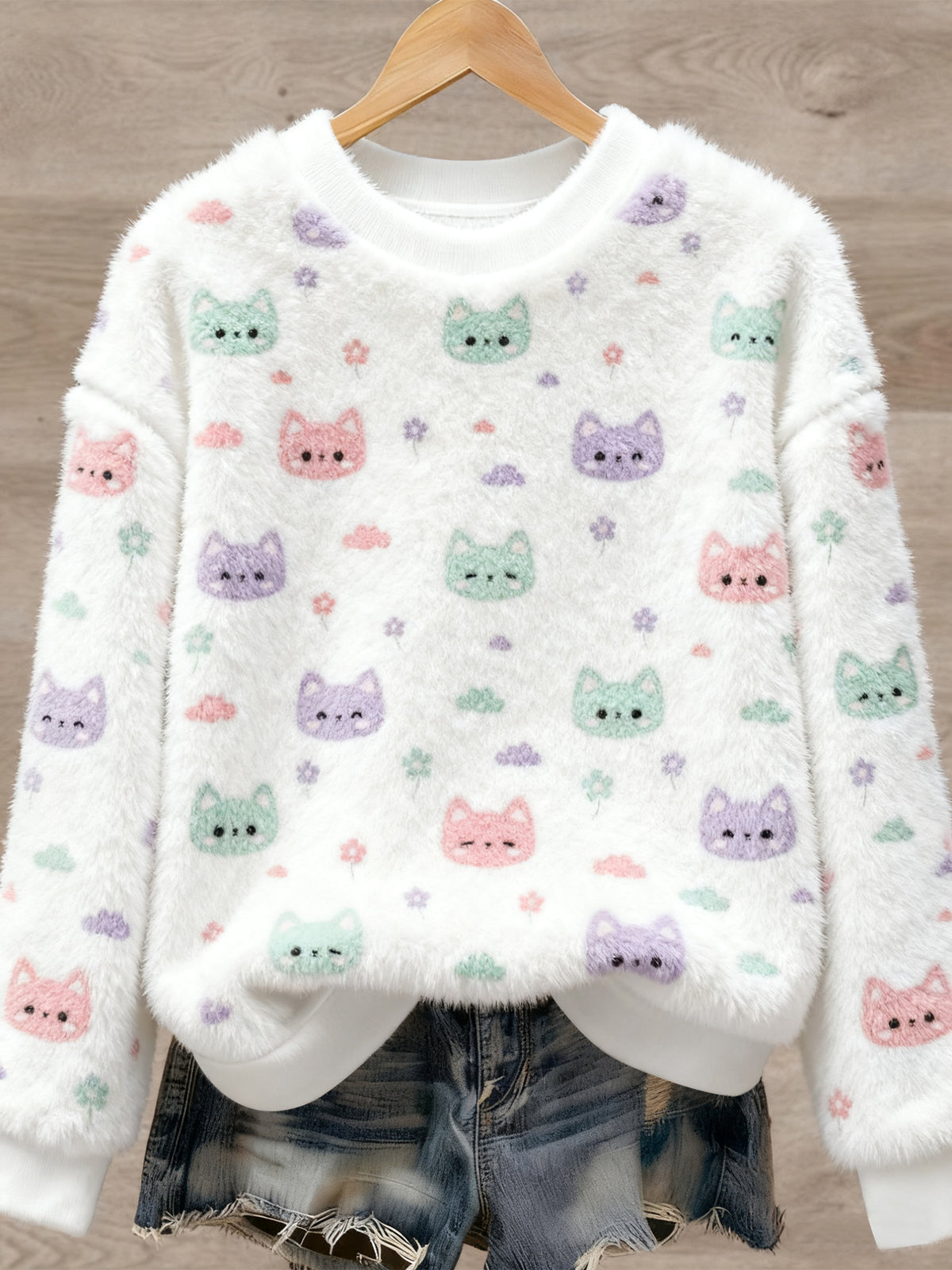 Women's Cute Animal Art Print Casual Flannel Sweater