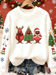 Women's Northern Cardinal Christmas Print Flannel Hoodie