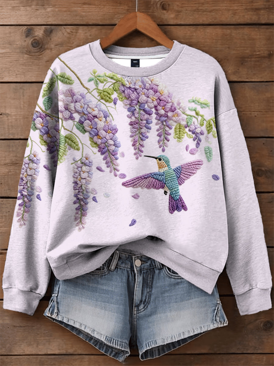 Women's Hummingbird Purple Floral Sweatshirt