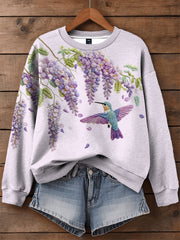Women's Hummingbird Purple Floral Sweatshirt