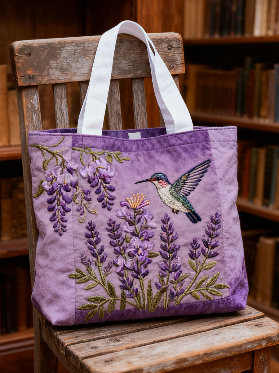 Purple Art Floral Alzheimer's Awareness Printed Canvas Bags