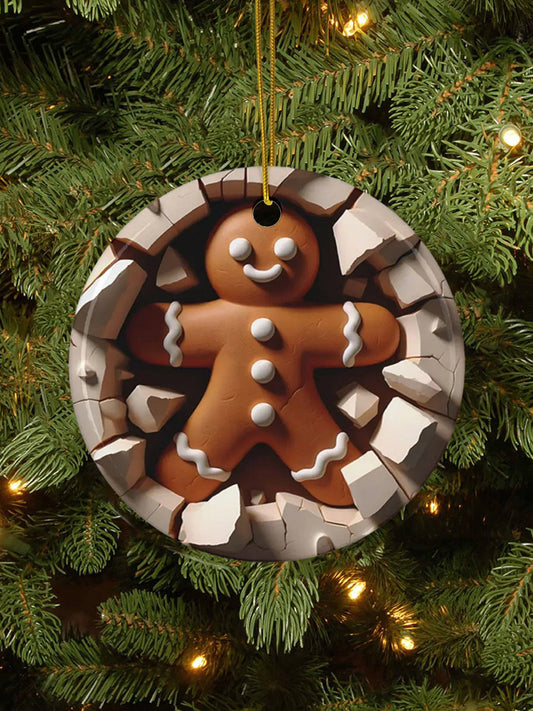 Merry Christmas 3D Art Printed Acrylic Decorative Ornament