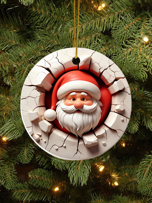 Merry Christmas 3D Art Printed Acrylic Decorative Ornament