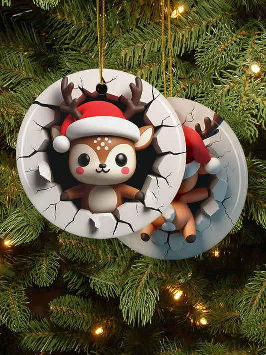 Merry Christmas 3D Art Printed Acrylic Decorative Ornament