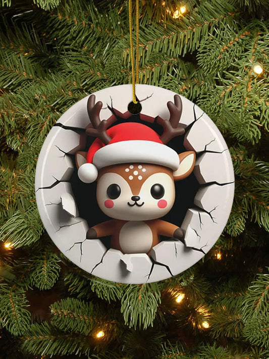 Merry Christmas 3D Art Printed Acrylic Decorative Ornament